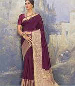 Purple woven art silk saree with blouse