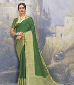 Green woven art silk saree with blouse