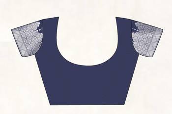 Navy blue woven banarasi silk saree with blouse 4