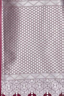 Maroon woven banarasi silk saree with blouse 3