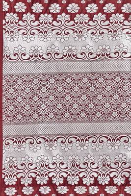 Maroon woven banarasi silk saree with blouse 4