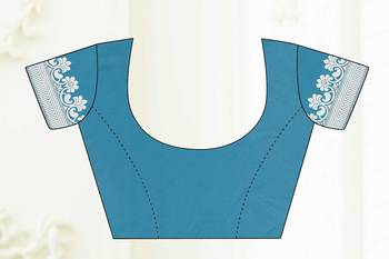Blue woven banarasi silk saree with blouse 5