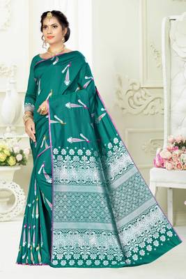 Green woven banarasi silk saree with blouse 1