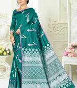Green woven banarasi silk saree with blouse
