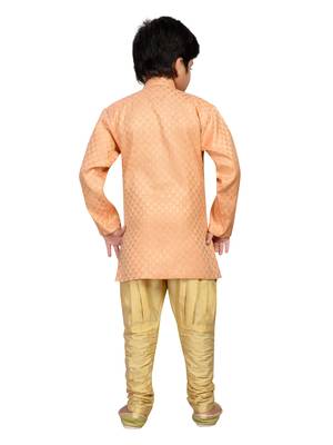 Pink printed brocade boys-sherwani 3