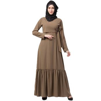 Designer Frilled Abaya- Beige 1
