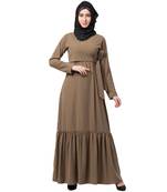 Designer Frilled Abaya- Beige