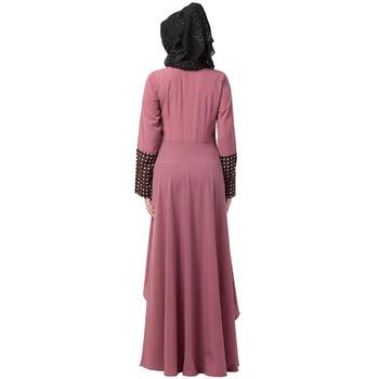 Polka Dotted Asymmetrical Dress Abaya- Puce Pink-Wine 4