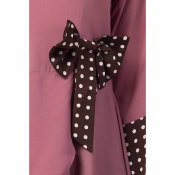 Polka Dotted Asymmetrical Dress Abaya- Puce Pink-Wine 5