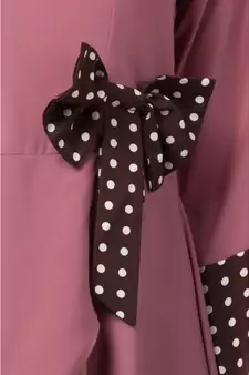 Polka Dotted Asymmetrical Dress Abaya- Puce Pink-Wine