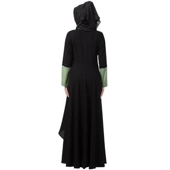 Polka Dotted Asymmetrical Dress Abaya- Green-Black 4