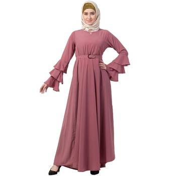 Umbrella Abaya With Bell Sleeves- Puce Pink 1