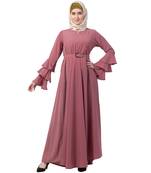Umbrella Abaya With Bell Sleeves- Puce Pink