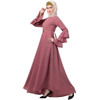 Umbrella Abaya With Bell Sleeves- Puce Pink 2