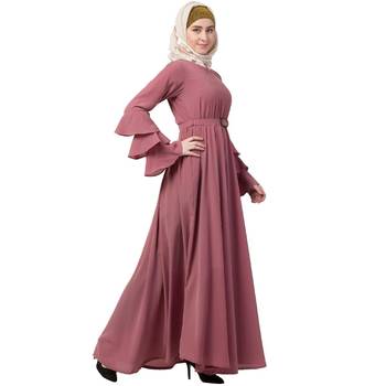 Umbrella Abaya With Bell Sleeves- Puce Pink 3