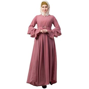 Umbrella Abaya With Bell Sleeves- Puce Pink 4