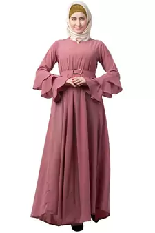 Umbrella Abaya With Bell Sleeves- Puce Pink