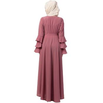 Umbrella Abaya With Bell Sleeves- Puce Pink 5