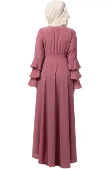 Umbrella Abaya With Bell Sleeves- Puce Pink