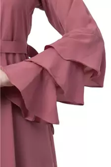 Umbrella Abaya With Bell Sleeves- Puce Pink