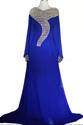 royal blue georgette moroccan islamic dubai kaftan farasha zari and stone work dress 1