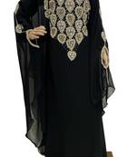 black moroccan islamic dubai kaftan farasha zari and stone work dress