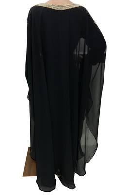 black moroccan islamic dubai kaftan farasha zari and stone work dress 3