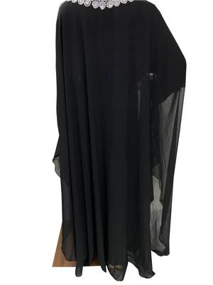 black moroccan islamic dubai kaftan farasha zari and stone work dress 3