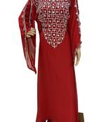 red moroccan islamic dubai kaftan farasha zari and stone work dress