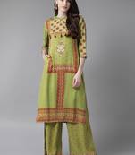 Green printed rayon salwar
