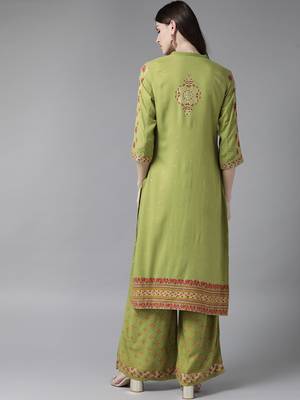 Green printed rayon salwar 2
