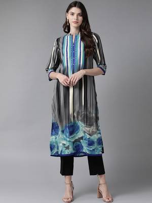 Grey printed rayon ethnic-kurtis 1