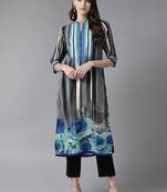 Grey printed rayon ethnic-kurtis