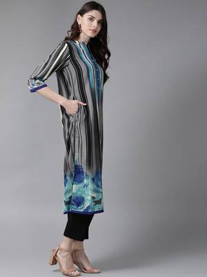 Grey printed rayon ethnic-kurtis 3