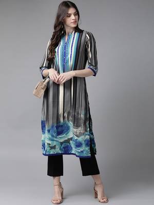 Grey printed rayon ethnic-kurtis 4