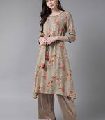 Grey printed liva ethnic-kurtis