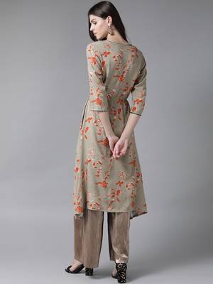 Grey printed liva ethnic-kurtis 2
