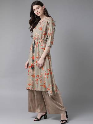Grey printed liva ethnic-kurtis 3