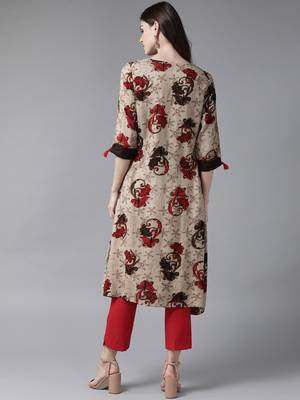 Grey printed liva ethnic-kurtis 2