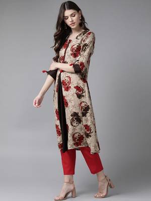 Grey printed liva ethnic-kurtis 3