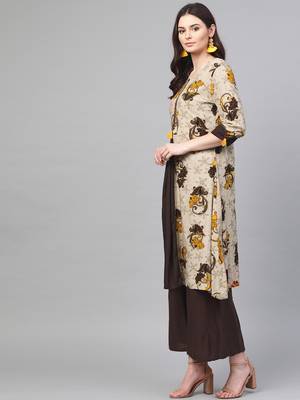 Grey printed liva ethnic-kurtis 3