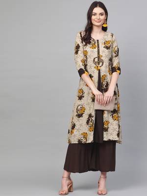 Grey printed liva ethnic-kurtis 4
