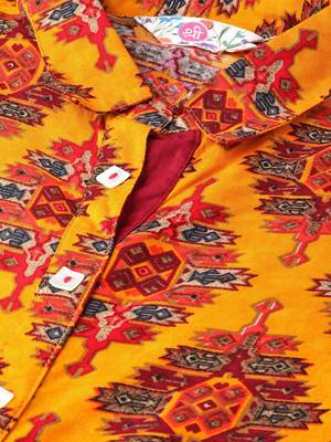 Mustard printed liva ethnic-kurtis 5