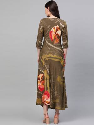 Brown printed liva long-kurtis 2