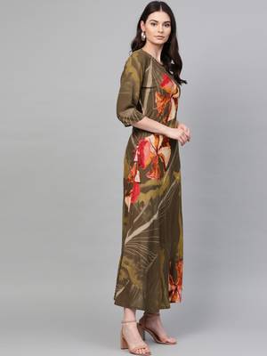 Brown printed liva long-kurtis 3