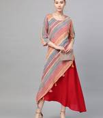 Red printed liva long-kurtis