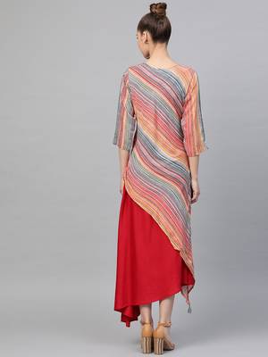 Red printed liva long-kurtis 2
