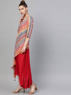 Red printed liva long-kurtis 3