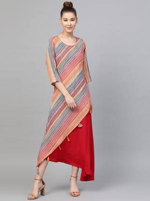 Red printed liva long-kurtis 4