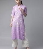 Purple printed liva ethnic-kurtis